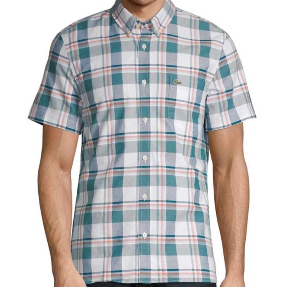 Lacoste Slim fit plaid button down shirt